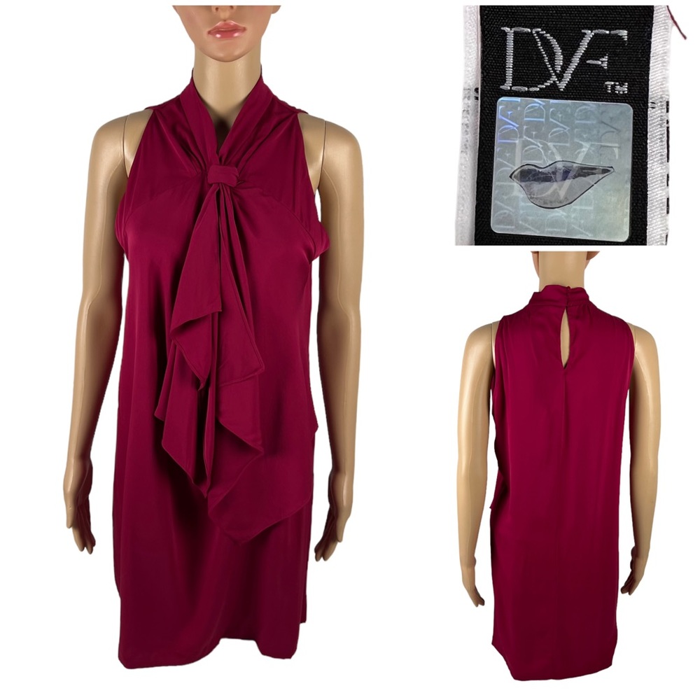 Diane Von Furstenberg Womens 4 Morana Raspberry Silk Sleeveless Necktie No Belt